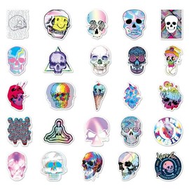 NIMMY Friends 50 Pcs Holagram Skulls Assorted Vinyl Stickers - Perfect for Party Bags, Decoration, and Personalizing Laptops, Water Bottles, Phone Cases, Bedroom and More (Hologram Skulls)