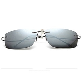 Titanium No Screw Rimless Polarized Sunglasses For Men Women (Gray, Silver)