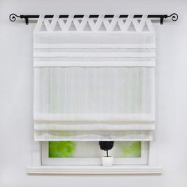 Joyswahl Tilla Semi-Transparent Roman Blind with Linen Look Scarves Roman Blind with V-Loops Window Curtains W x H 120 x 140 cm White Pack of 1