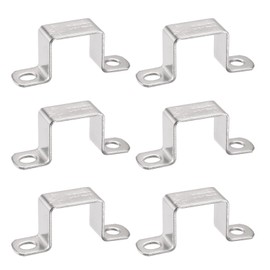 TOP-VIGOR 6Pcs U Shaped Connector Bracket 28 x 32mm 304 Stainless Steel for Door Closed Bar Holder Strut Channel and Fixing Tube Pipe Wire