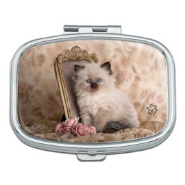 Ragdoll Tiffany Cat Kitten Victorian Roses Rectangle Pill Case Trinket Gift Box