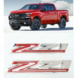 OEM 2pcs 2019-2023 Chevy Silverado Z71 Emblem OEM Fender Chrome Red 84632695