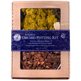 SuperMoss (90441 Orchid Potting Kit, Complete Orchid Care Set with Preserved Moss, Orchid Bark, Floral Clips and Stakes, 120 Cu. in., Reindeer Moss, Mango
