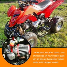 HOLATO PZ19 Carburetor Carb Air Filter Throttle Handle Grips Cable for 50cc 70cc 90cc 110cc 125cc Tao Tao GK110 Baja SSR Apollo Coolster Chinese Four Wheeler ATV Go Kart CRF50 XL70 Dirt Pit Bike Red