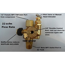 conrader Air Compressor Pilot Check Valve Unloader Combination Discharge 1/2" Female NPT Inlet X 1/2" Male NPT Outlet - All in ONE Valve for Gas Powered COMPRESSORS (95-125 PSI)