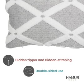 HAMUR Decorative Throw Pillow Covers 20x20 Set of 2, Soft Durable Soft Plush Faux Fur Wool Pillow Covers for Couch Bed Sofa Living Room (Bella,Grey)