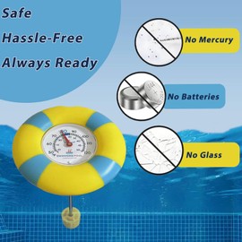 TurnOnLove Floating Pool Thermometer Easy Read – Battery-Free, Waterproof & Durable Pool Thermometer Floating for Pools, Spas & Hot Tubs