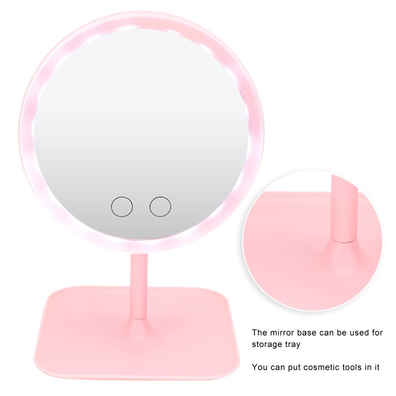 USB Charging 5 Color Light Desktop Cosmetic Mirror Adjustable LED
