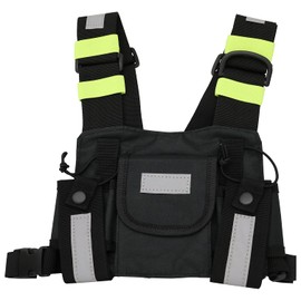 Zkarabc Radio Shoulder Holster Reflective Band Chest Harness Holder Vest Rig for Two Way Radio Chest Front Pack Pouch Walkie Talkie Case