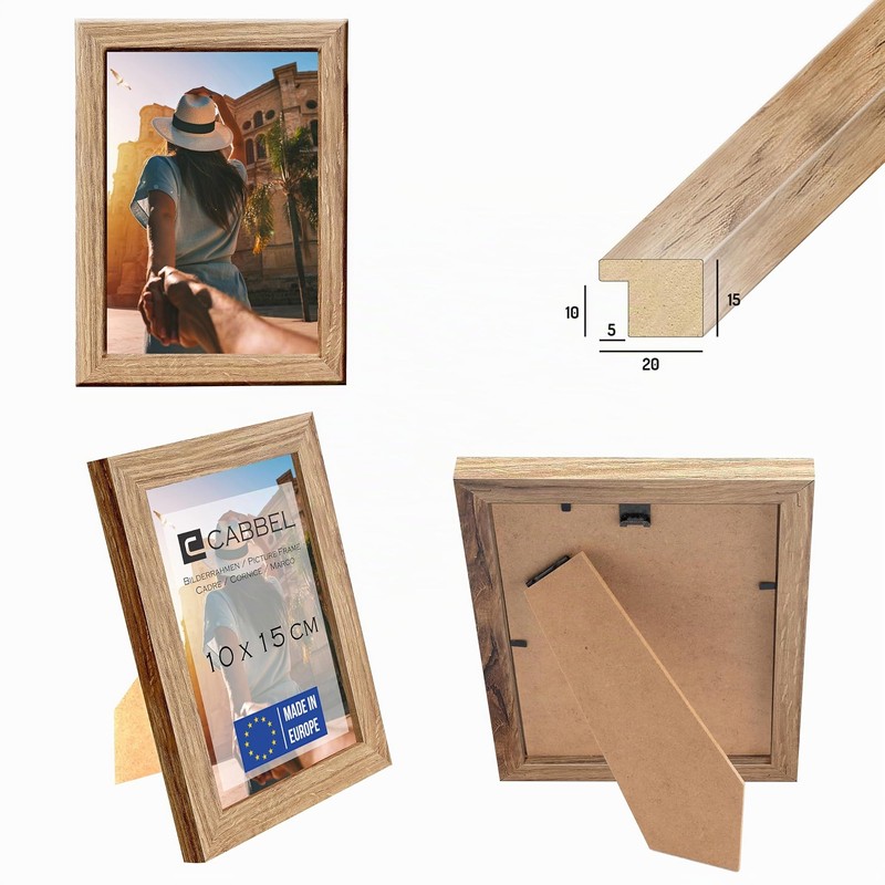 CABBEL Picture Frame 10 x 15 cm, Oak, Sturdy MDF