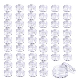 WizeFolk 50 Pcs Sample Containers with Lids, 2.5 Gram Clear Sample Jars, Empty Lip Balm Containers with Lids, Small Makeup Travel Containers for Makeup, Lotion, Eye Shadow, Powder, and Lip Balms