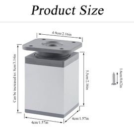 FYSL Pack of 6 Adjustable Furniture Feet, Pack of 6, 40 x 40 x 60 mm (+ 20 mm), Adjustable Furniture Feet for Furniture, Square Furniture Legs, Feet for Individual DIY Furniture