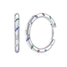 MESOVOR Gold Hoop Earrings for Women, 14 Carat Gold-Plated Lightweight Huggie Earrings, Colourful Hypoallergenic Earrings Made of Zirconia, Gold-plated, Zircon