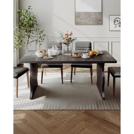 LITTLE TREE Modern Dining Table for 4-6, 63-Inch Rectangular Black Kitchen Table, Wood Kitchen & Dining Room Furniture