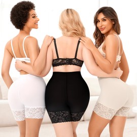 Ganado Slip Shorts for Under Dresses Women Anti Chafing Shorts Underwear Seamless Under Dress Shorts Lace Boyshorts Panties(Beige,Medium)