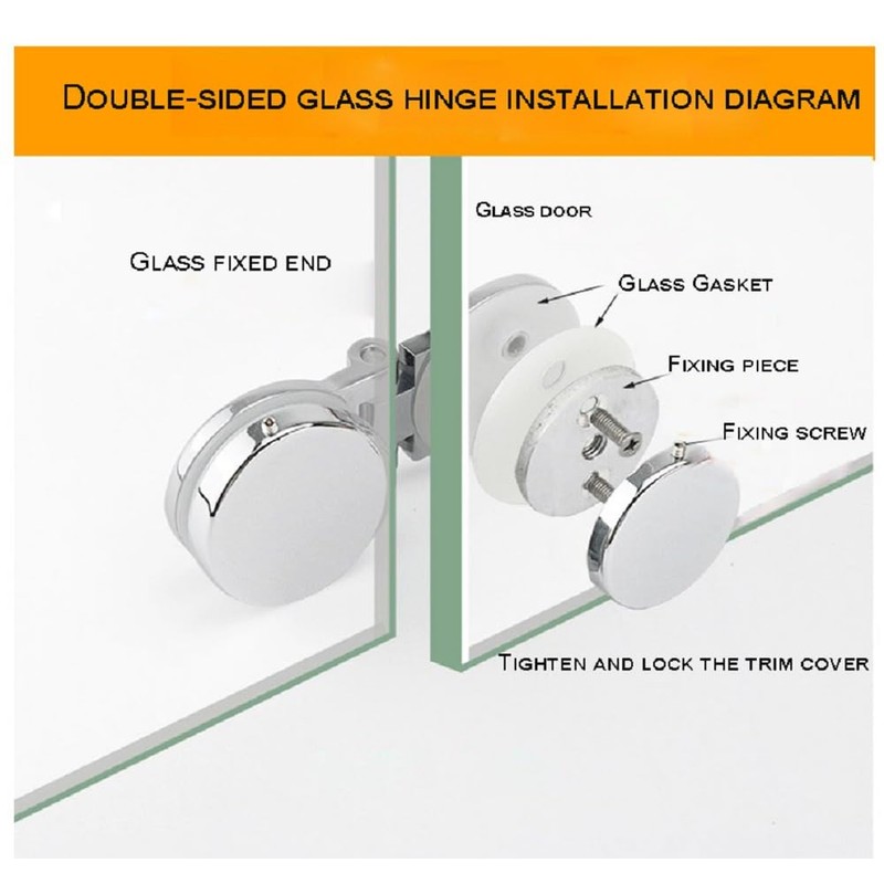 KASHBSAB 2pcs 180 Degree Heavy Duty Cabinet Hinge Frameless Shower