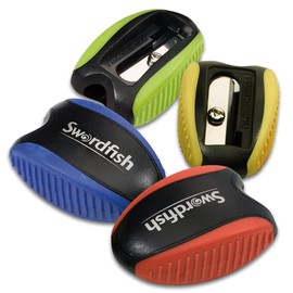 Swordfish SoftGrip 8mm Pencil Sharpeners - Assorted Colours (Tub of 36) Ref: 40179