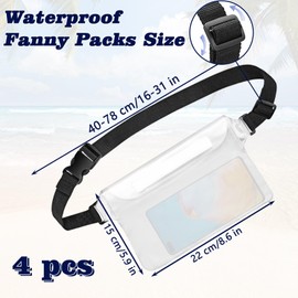 4 Pack Waterproof Fanny Packs, Waterproof Pouch, Waterproof Pouch for Swimming, Waterproof Fanny Packs for Swimming