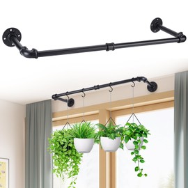 Plant Hanger Indoor, 34.2in Strong Load-Bearing Hanging Plant Holder, Window Plant Rod Black Metal Bar for Wall Ceiling Decor Shelves, 1 Pcs (Pot Chain & Plant Not Included)