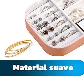 Bluelander Joyero, Alajero Organizador de Joyas para Anillos, Collares, Relojes, Pulseras y Aretes, Organizador de Joyeria para Viaje Impermeable de Cuero, Interior de Terciopelo (2 Piezas/Rosa)