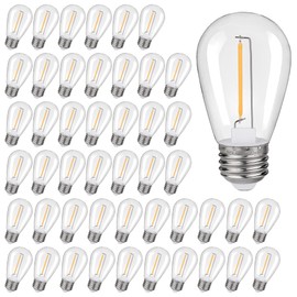 KGC 48Pack Shatterproof & Waterproof S14 Replacement LED Light Bulbs –1W Equivalent to 10W, White Warm 2200K Outdoor String Lights Vintage Filament Bulb, E26 Base Edison LED Bulbs