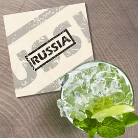 Unbranded Russia Grunge Travel 4'' X 4'' Square Wooden Coaster