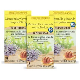 Bigelow Tea  T de Manzanilla y Lavanda con Probiticos, 3 Pack, Infusin Herbal Sin Cafena, Caja con 18 Bolsitas Envueltas Individualmente, 54 bolsitas 
