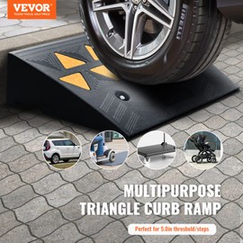 VEVOR Rubber Curb Ramp 5" Rise Height 2 Pack, Heavy-Duty 33069 lbs/15 T Capacity Threshold Ramps, Rubber Driveway Ramps for Cars, Carts, Dollies, Motorcycle, Bikes, Wheelchairs