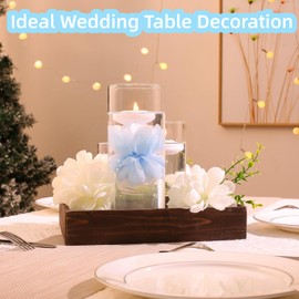 WPPNSY 24 Pcs Floating Candles for Centerpieces and Floating Flowers Artificial Flowers Head Vase Filler for Party Home Table Wedding Centerpieces Decoration (Blue)