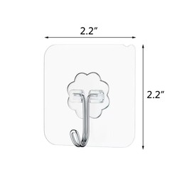 Adhesive Hooks for Hanging, 50PCS Heavy Duty Self Adhesive Hooks 33Ib(Max), Seamless Transparent Traceless Wall Hooks, Waterproof Sticky Hooks for Home Bathroom Shower Kitchen