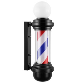 Artist hand Barber Pole Rotating Light Vintage LED Barber Shop Sign for Salon Decor, Waterproof Indoor/Outdoor Spinning Pole with 360°Motion (25.6 Inches)