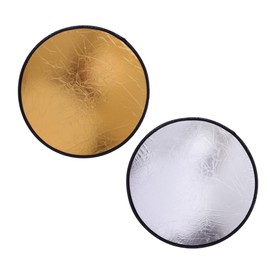 SUPVOX 2pcs Portable Photography Light Reflectors Gold Silver Disc for Outdoor Studio Use Prop for Holiday Photographers