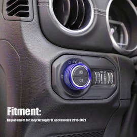 Gear Knob Trim, Aluminium Alloy Material Air Conditioning Button Cover Suitable for Jeep Wrangler JL Accessories 2018-2021 (Blue)