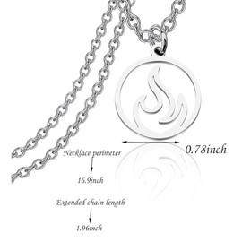 Fire Flame Jewelry Flame Gift Fire Flame Element Circle Pendant Necklace Hip Hop Necklace Gift For Women Girls (silver)
