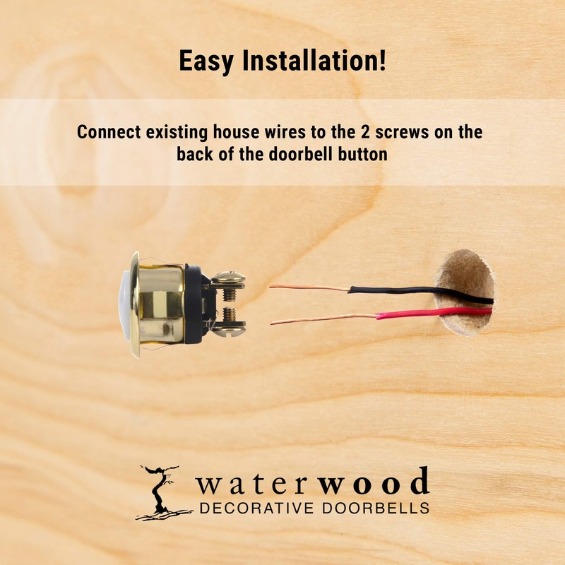 Waterwood Solid Brass Small Hammered Plate Doorbell in Oil Rubbed