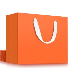 EUSOAR Orange Gift Bags, 12pcs 16"x6"x12" Large Merchandise Retail Paper Shopping Gift Bags with Handles Bulk, Reusable Thank You Gift Wrap Bag for Business Craft Grocery Wedding Birthday Party Favor