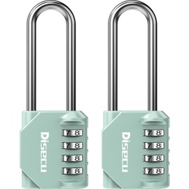 2 Pack disecu 2.6 Inch Long Shackle Combination Lock, 4 Digit Outdoor Waterproof Padlock for School Locker, Gym Locker, Storage Unit, Gate, Fence, Toolbox (Turquoise)