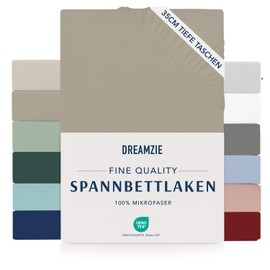Dreamzie Fitted Sheet 100 x 200 cm - 35 cm Deep Pocket - 100% Microfibre Bed Sheet - Linen, Tested for Harmful Substances (Oeko Tex), Bed Sheet with Elastic Band
