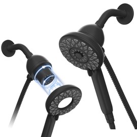 Shower Head with Handheld High Pressure: Handheld Shower Head & Rain Shower Head 2-IN-1 Shower Head, Magnetic Shower Head Set Up 6 Spray Modes with Magnetic Docking System (Matte Black)