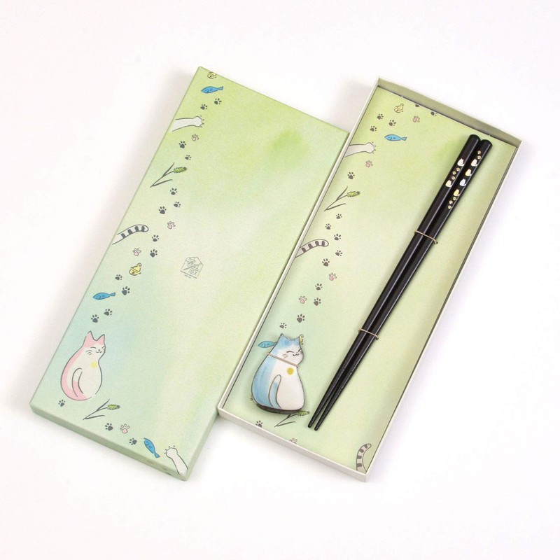 S-86131 Chopsticks, Dishwasher Safe, Natural Wood, Chopstick Rest Set, 9.1