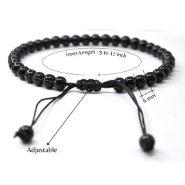 Black Obsidian Anklet Ankle Bracelets for Women - Waterproof Beaded Healing Crystal Anklets, Plus Size Chakra Gemstone Bead Anklet (Stretchy Adjustable - Plain)