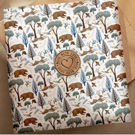 KOKO&LORA® Sweet Christmas Wrapping Paper - 5 x A2 Sheets of 59.4 x 42 cm • Forest Animals in Winter