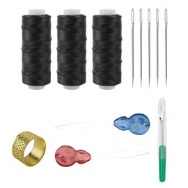 12 Pcs Sewing Kit, Black Thread for Sewing, Strong Sewing Thread Ideal for All Materials and Fabrics Suitable for Hand-Sewing Clothes Curtains and DIY Accessories