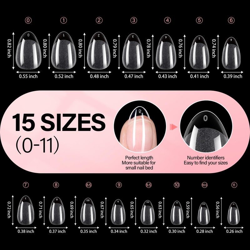 Gel Nail Kit, 240Pcs Short Almond Nail Tips, 15g Glue