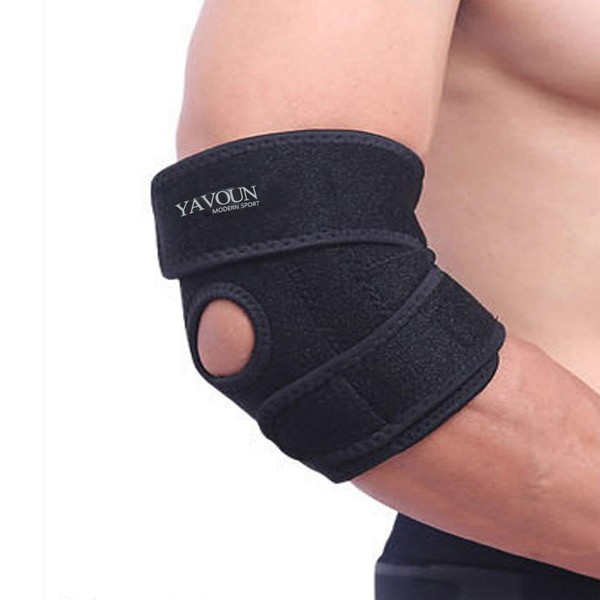 YAVOUN Elbow Brace, Adjustable Tennis Elbow Support Brace, Great For Sprained Elbows, Tendonitis, Arthritis, basketball, Baseball, Golfer's Elbow Provides Support & Ease Pains (Black)