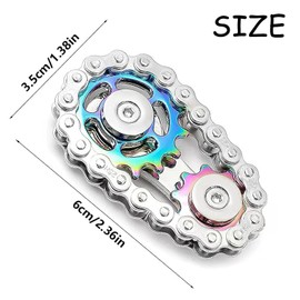 Metal Fidget Toys, Bike Chain Fidget Toy, Metal Sprocket Gear Fidgeting Sensory Bike Chain For Anxiety Relief, Fingertip Spinning Sensory Toy For Adult Kid (Colorful)