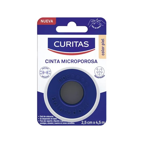 Cinta Microporosa Curitas Color Piel De 2.5cm X 4.5m