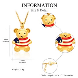 shajwo Cremation Jewelry Flag Teddy Bear Urn Necklaces for Ashes for Women Men Memorial Human Ashes Pendant,Gold