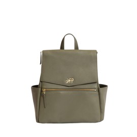 Freshly Picked Mini Classic Diaper Bag Backpack, Wipeable Vegan Leather Baby Diaper Bag, 8 Pockets Total (Sage Green)