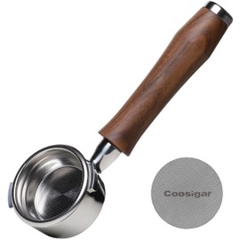 Coosigar 58mm Bottomless Portafilter | Fits for Gaggia machines| Stainless Steel portafilter and Walnut wood Handle|Espresso Machine Accessories(Walnut)